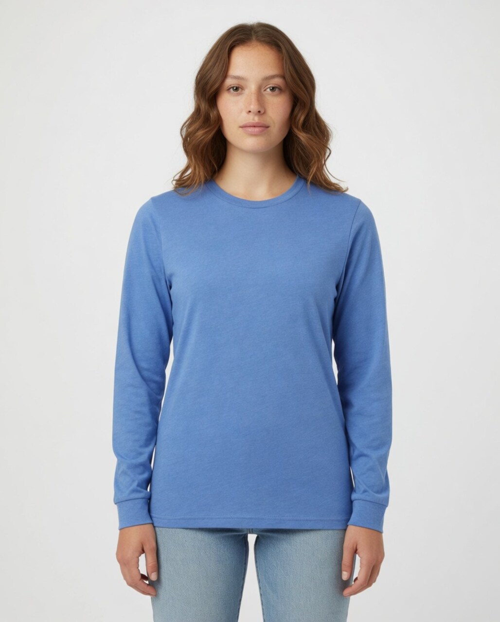 BELLA + CANVA Heather CVC Long Sleeve Crewneck T-Shirt for Layering Style & Custom Print Essential Tee